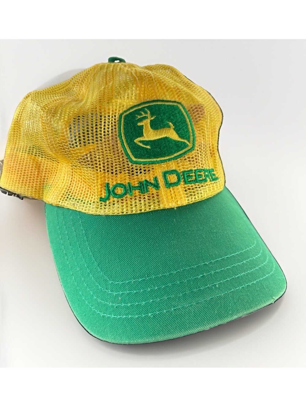John Deere Green/Yellow Mesh Trucker Hat Cap w/ Deer Logo - Agriculture